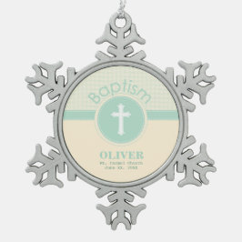 Kind van God Baptisme, Genderneutraal Groen Tin Sneeuwvlok Ornament