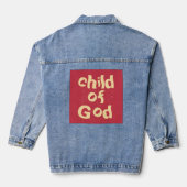 Kind van God bijbel citaat rood op Denim Jacket (Achterkant)