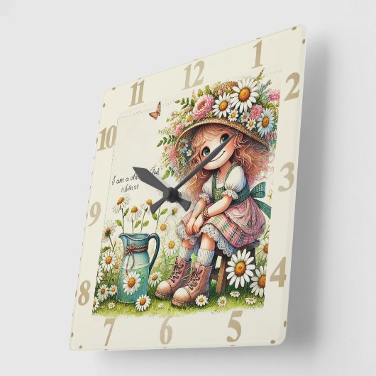 Kind van God daisy meisje Vierkante Klok (Hoek)