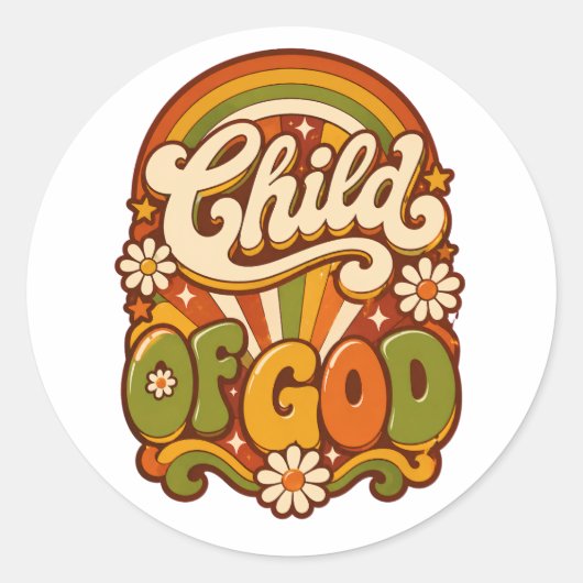 Kind van God Retro &0s Groovy Geloofoverlapping St Ronde Sticker (Voorkant)
