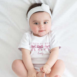 Kind van God Roze Bogen Coquette Baby shower Naam Romper