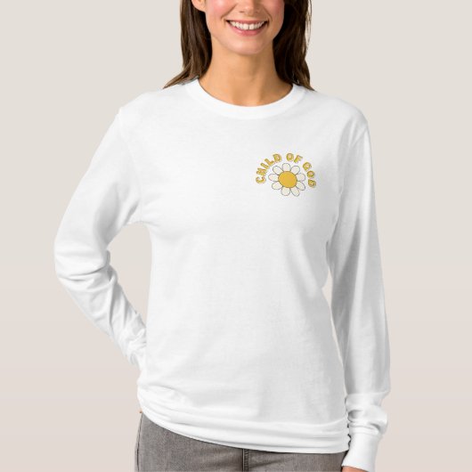 Kind van God Schattige Retro Daisy T-shirt (Voorkant)