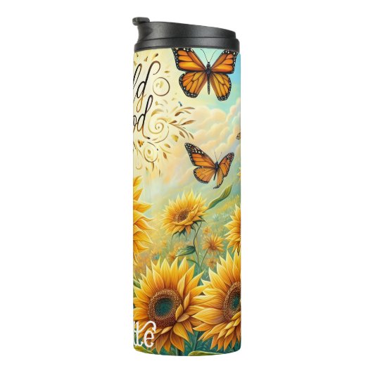 Kind van God: Zonnebloem Vlinderzegen Thermosbeker (Geroteerd rechts)