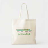 Kind van groene en blauwe trein, bibliotheek genaa tote bag (Voorkant)