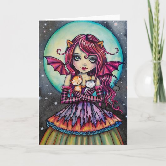 Kind van Halloween #2 Cute Vampire en Katten Kaart (Voorkant)