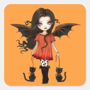 Kind van Halloween Kleine Vampierstickers Vierkante Sticker