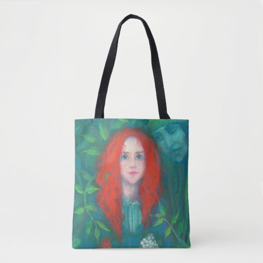 Kind van het bos, fantasie kunstgembermeisje groen tote bag (Voorkant)