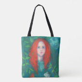 Kind van het bos, fantasie kunstgembermeisje groen tote bag (Achterkant)