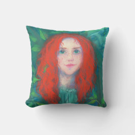 Kind van het bos, rood meisje, groene tinten kussen