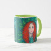 Kind van het bos, rood meisje, groene tinten mok (Voorkant rechts)