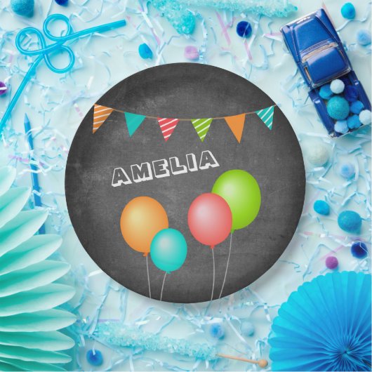 Kind van het lakkerkaartje voor een luchtballon papieren bordje (Feest)