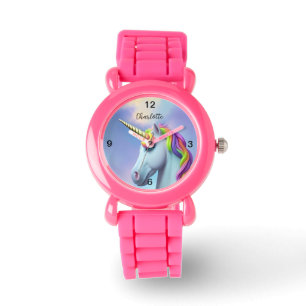 Kind van kleurrijke regenbooghaarvaten horloge