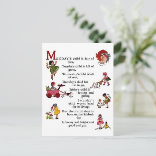 Kind van maandag briefkaart (Staand voorkant)