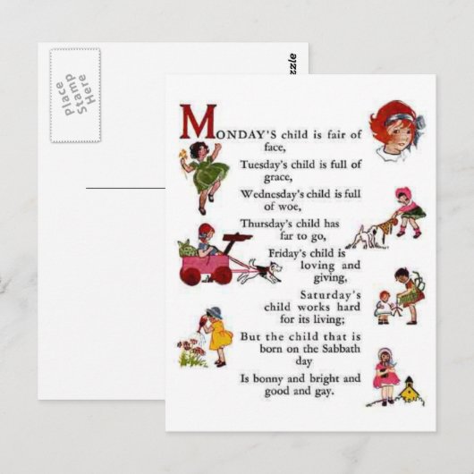 Kind van maandag briefkaart (Voorkant / Achterkant)