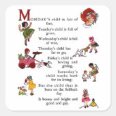 Kind van maandag vierkante sticker (Voorkant)