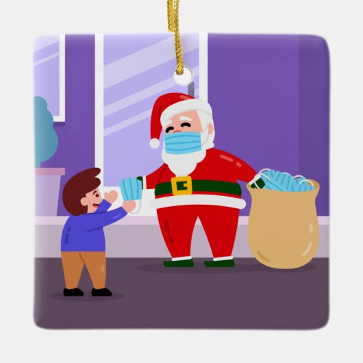kind van santa claus keramisch ornament (Voorkant)