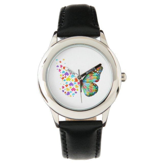 Kind van vlinder bekijken Birthday Geef je Kind Horloge (Voorkant)