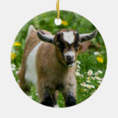 Kind van zoete dwerggeit in bloemen keramisch ornament (Achterkant)