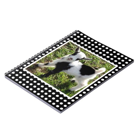 Kind van zwarte en witte poka Dot Nigerian Dwarf G Notitieboek (Linkerzijde)