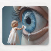 Kind veegt tranen uit een groot oog muismat (Voorkant)