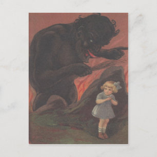 Kind verbergt zich voor Krampus Briefkaart