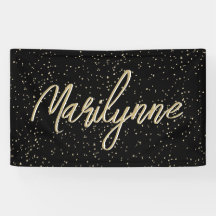 Kind Verjaardag Black Gold Glitter Naam