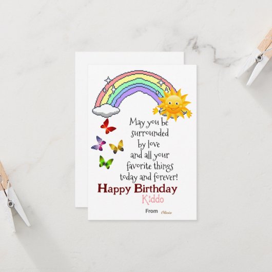 Kind Verjaardag Flat Kaart (Voorkant / Achterkant in situ)