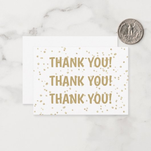 Kind Verjaardag Goud Glitter Dank u Notitiekaartje (Voorkant / Achterkant in situ)