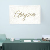 Kind Verjaardag Gouden Glitter Boy Naam Spandoek (Beurs)