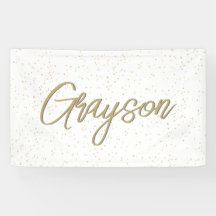 Kind Verjaardag Gouden Glitter Boy Naam