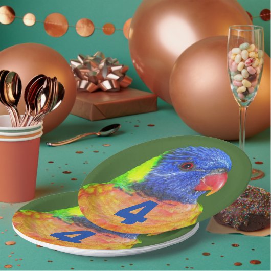 Kind Verjaardag Leeftijd Regenboog Loriket Papieren Bordje (Multi)