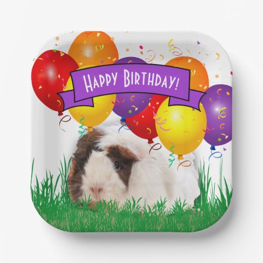 Kind Verjaardag Leuke Guinee Varken Huisdier Thema Papieren Bordje (Voorkant)