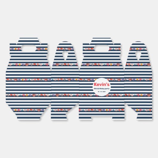 Kind Verjaardag Tijdloze zeemacht met zeemansstrep Bedankdoosjes (Ongevouwen)