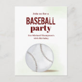 Kind Verjaardagsfeest Baseball Custom Briefkaart (Voorkant)