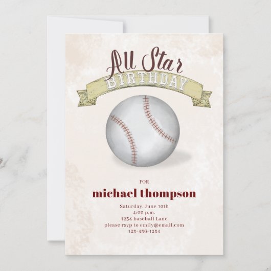 Kind Verjaardagsfeest  Baseball Custom Kaart (Voorkant)