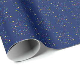 Kind verjaardagsfeest Blauwe Confetti Cadeaupapier