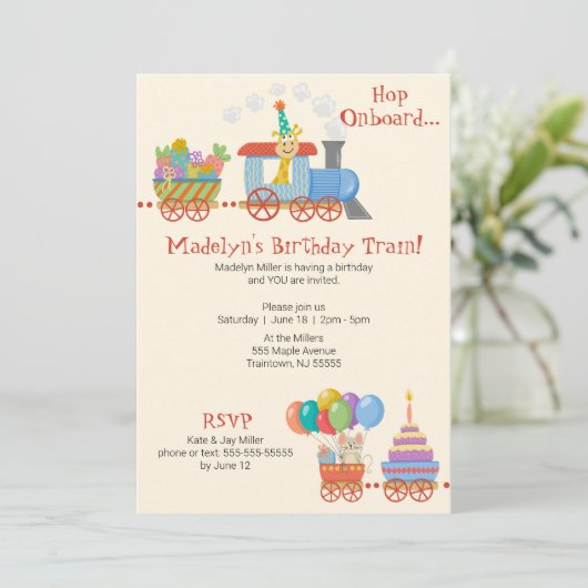 Kind Verjaardagstrein Kaart (Staand voorkant)