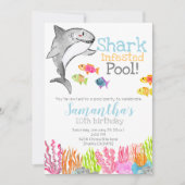Kind verjaardagsuitnodiging Shark pool party Kaart (Voorkant)
