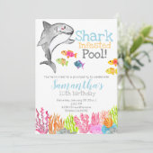 Kind verjaardagsuitnodiging Shark pool party Kaart (Staand voorkant)