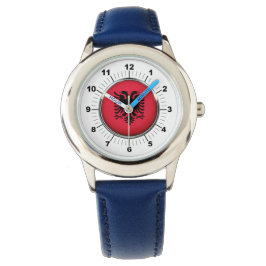 Kind verstelbare Albanië vlag blauw nummer Horloge