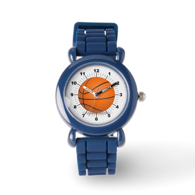 Kind verstelbare basketbal zwart nummer horloge (Voorkant)