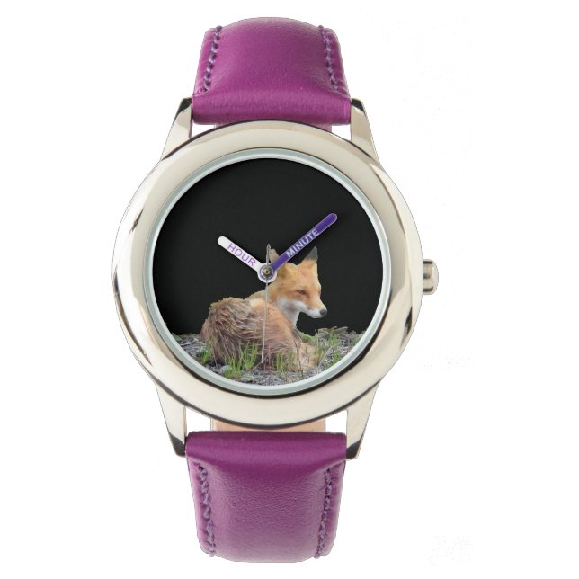 Kind verstelbare bezel horloge w / fox (Voorkant)