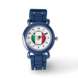 Kind verstelbare Mexico Flag zwart nummer Horloge