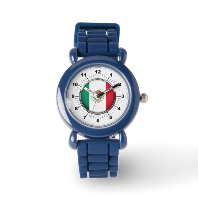 Kind verstelbare Mexico Flag zwart nummer Horloge (Voorkant)