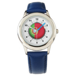Kind verstelbare Portugal vlag blauw nummer Horloge