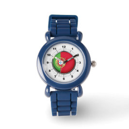 Kind verstelbare Portugal vlag zwart nummer Horloge