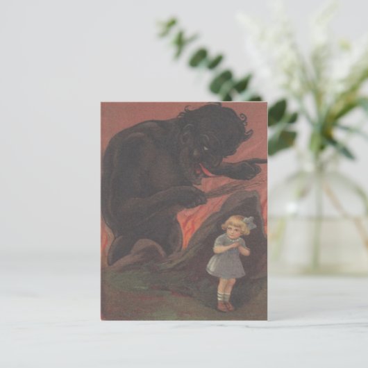 Kind verstopt voor Krampus Briefkaart (Staand voorkant)