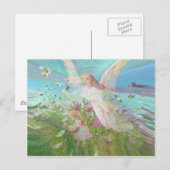 Kind verzamelt bloemen in een veld. briefkaart (Voorkant / Achterkant)