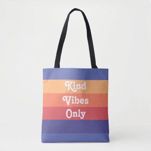 Kind Vibes Only Retro Stripes Tote Bag (Voorkant)