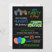 Kind Video Game Truck Birthday Invitation Kaart (Voorkant)